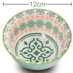 Tigela de Porcelana Arabesco Verde e Laranja Ref. CDH16D028-J