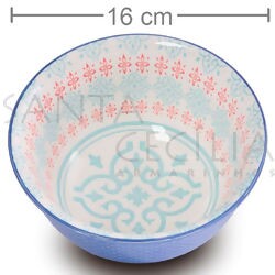 Tigela de Porcelana Arabesco Azul e Vermelho Grande Ref. CDH16D029-H