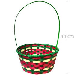 Cesta de Bambu Redonda Vermelha e Verde - Ref. NTW30036