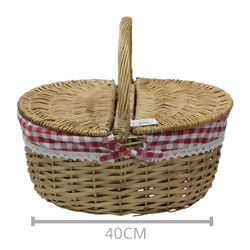 Cesta de Vime Piquenique Com tampa Babado Ref. DH078