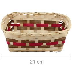 Cesta de Bambu Retangular Ref. 9328A - Natural com Marrom e Vermelho