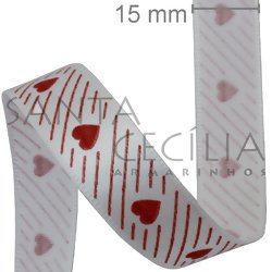 Fita de Cetim Coração 1,5cm x 10m. Ref. ECF 003R
