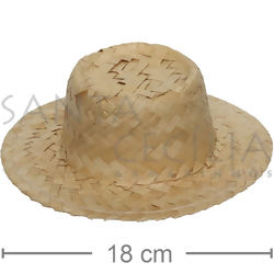 Chapéu de Palha Boneca Redondo 18cm