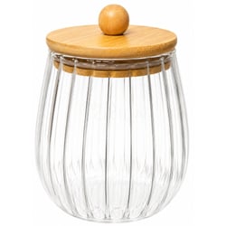 Pote Hermético de Vidro com Tampa de Bambu 12cm Ref. BK-003