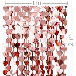 Cortina Metalizada 1x2m Coração - Rose