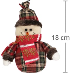 Enfeite de Natal Boneco de Neve 18 cm - Roupa Xadrez