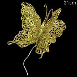 Enfeite Borboleta com Glitter Dourado Ref. 1677