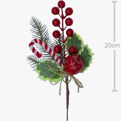 Pick de Natal Ref. 35110 com Bengala, Maçã, Folhas e Berries