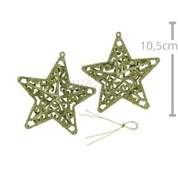 Enfeite Estrela com Glitter Dourado 2 Unid. Ref. HR24-338