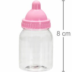Mini Mamadeira Plástica p/ Lembrancinha Rosa YDH - 1721B - 10 unid.