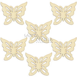 Enfeite em MDF 6 unid - Borboleta Natural Ref. 1074-5