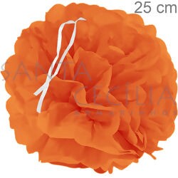 Flor Pompom de Papel de Seda Laranja 25 cm - 6262-1