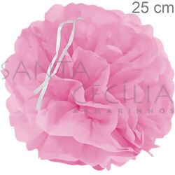 Flor Pompom de Papel de Seda Rosa Claro 25 cm - 6262-1