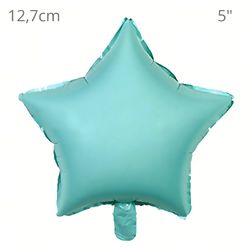 Balão Metalizado Estrela c/Canudo - Azul Bebê 12.7cm 6 unid. - REF. Q00607