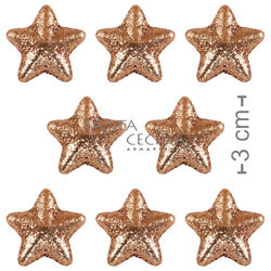 Enfeite de Natal - Estrelas com Glitter Ouro Rosê NTD13006 - 30 unid.