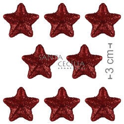 Enfeite de Natal - Estrelas com Glitter Vermelha NTD13006 - 30 unid.