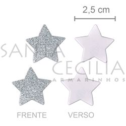 Apliques em EVA - Estrela Prata M - 20 unid.