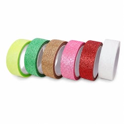 Fitas Decorativas Adesivas Coloridas com Brilho 1,5cm x 2m 6 unid.