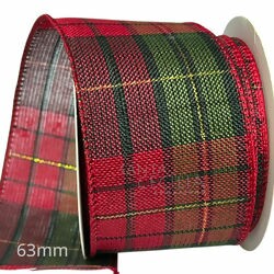 Fita Aramada de Natal 6,3cm x 9m Xadrez Vermelho e Verde - Ref. 8171