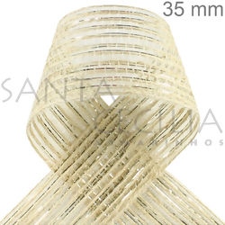 Fita de Juta Natural Fio Metalizado Ouro 0460 - 35mm x 9,15m