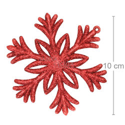 Enfeite de Natal Floco de Neve NTA7038 com Glitter Vermelho 3unid.