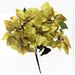 Poinsétia com Glitter Dourado 7 Galhos Ref. 25F-3808