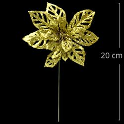 Poinsétia Decorativa Glitter Dourado Ref. 6370