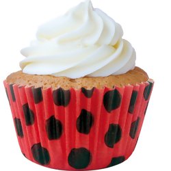 Forminha de Cupcake Vermelho com Poá Preto 7 x 5 x 4 cm - 45 unid.