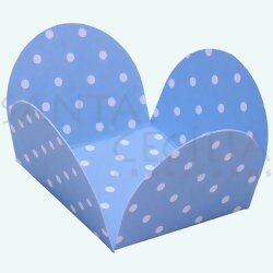 Forminha de Papel para Doces 4 Pétalas Póa Azul Claro/Branco - 50un