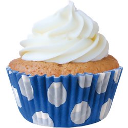 Forminha de Mini Cupcake Azul Royal poá Branco - 45 unid.