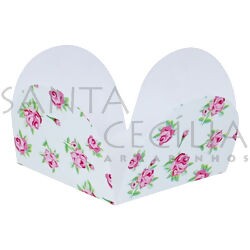 Forminha de Papel para Doces 4 Pétalas Floral Branco - 50un