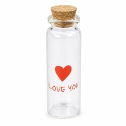 Frasco em Vidro com Rolha 15ml 12 unid. I Love You