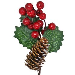 Galho Decorativo - Pinha, Azevinho e Cerejas XY16-160