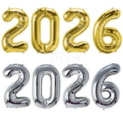 Balão de Número Metalizado kit 2026 - 81 cm
