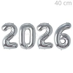 Balão de Número Metalizado kit 2026 - 40 cm Prata