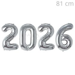 Balão de Número Metalizado kit 2026 - 81 cm Prata
