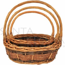 Cesta Oval de Fibra Rattan  Ref. 1505-3 - kit com 3 unidades