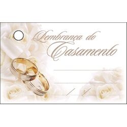 Cartão de Lembrancinha 100 unid. - Casamento Aliança Dourada LE-129