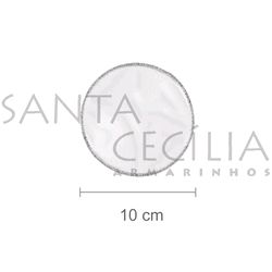 Organza Redonda 10 cm - Branca com Borda Prata - 25 unidades