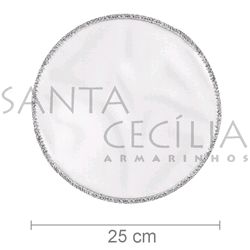 Organza Redonda 25 cm - Branca com Borda Prata - 25 unidades