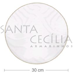 Organza Redonda 30 cm - Branca com Borda Ouro - 25 unidades