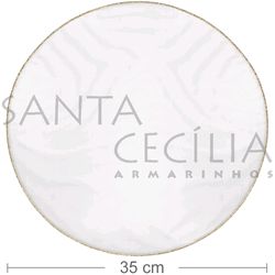 Organza Redonda 35 cm - Branca com Borda Ouro - 25 unidades