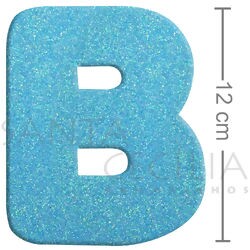 Letra em EVA Azul Bebê com Glitter - B