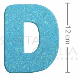 Letra em EVA Azul Bebê com Glitter - D