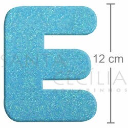 Letra em EVA Azul Bebê com Glitter - E