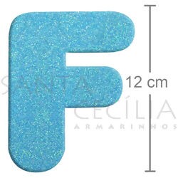 Letra em EVA Azul Bebê com Glitter - F
