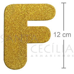 Letra em EVA Ouro com Glitter - F
