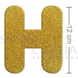 Letra em EVA Ouro com Glitter - H