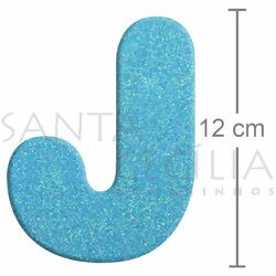 Letra em EVA Azul Bebê com Glitter - J
