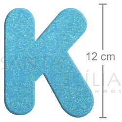 Letra em EVA Azul Bebê com Glitter - K